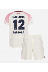 Bayer Leverkusen Edmond Tapsoba #12 Jalkapallovaatteet Lasten Vieraspeliasu 2025-26 Lyhythihainen (+ Lyhyet housut)